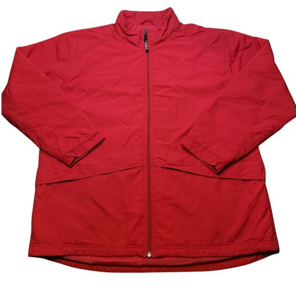 Vintage LL Bean Men’s Red Hooded Anorak Jacket L Full Zip Rain Windbreaker EUC - Picture 1 of 10